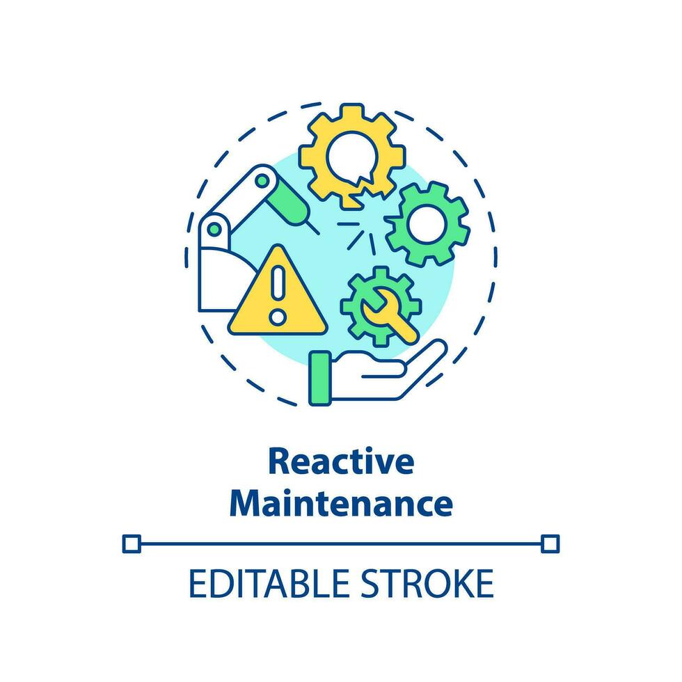 2d bewerkbare veelkleurig icoon reactief onderhoud concept, gemakkelijk geïsoleerd vector, voorspellend onderhoud dun lijn illustratie. vector