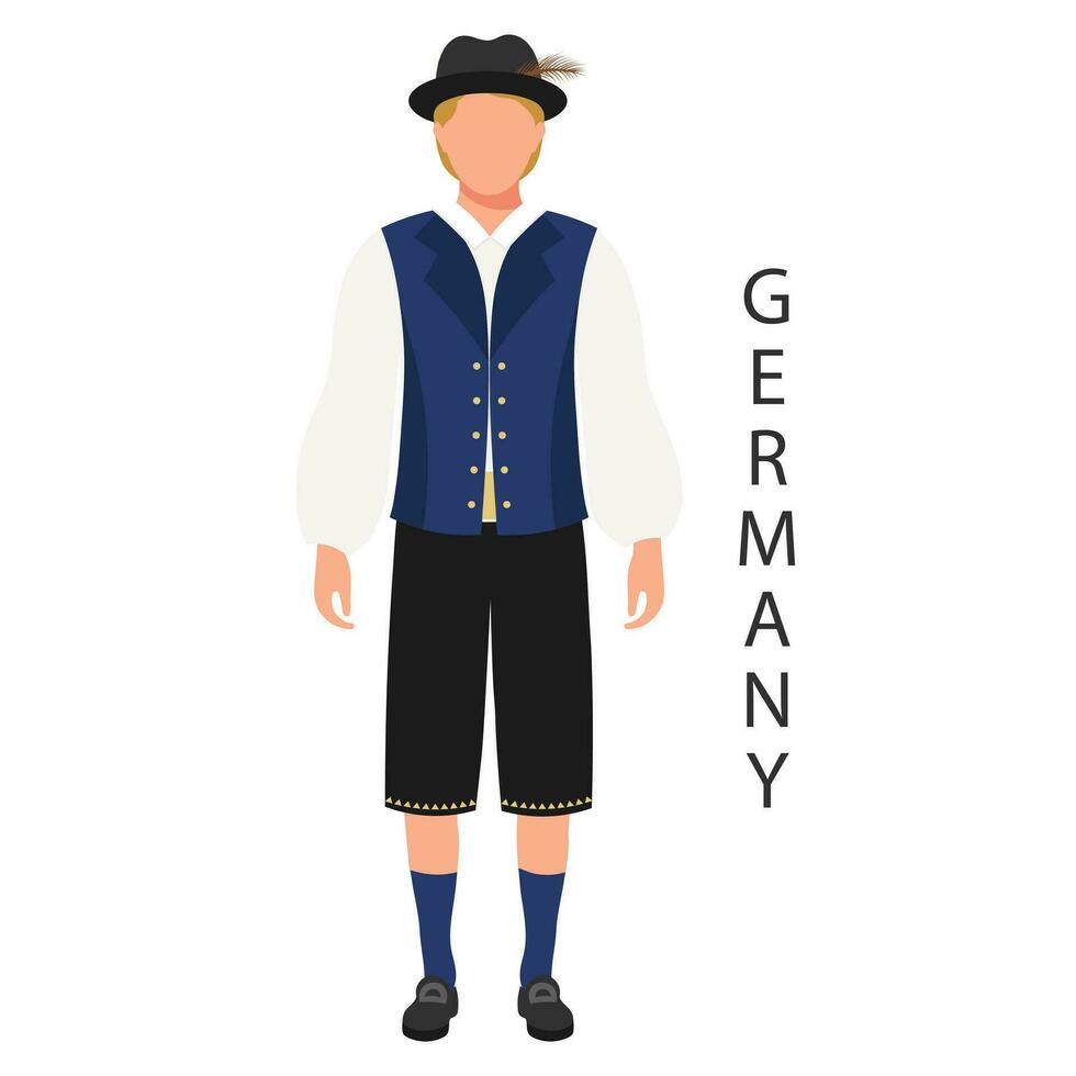 een Mens in een Duitse nationaal traditioneel kostuum. cultuur en tradities van duitsland. illustratie, vector
