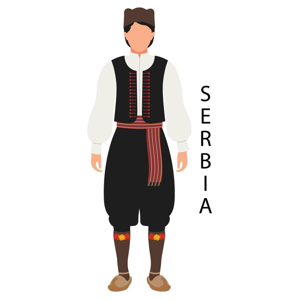 een Mens in Servisch volk kostuum. cultuur en tradities van servië. illustratie, vector