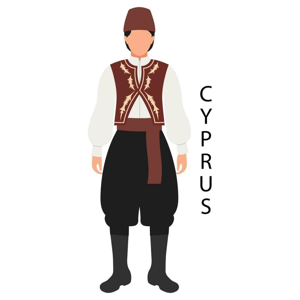 een Mens in cypriotisch volk kostuum. etnisch cultuur en tradities van Cyprus. illustratie, vector