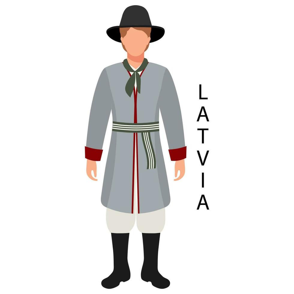 een Mens in een Lets volk kostuum. cultuur en tradities van Letland. illustratie, vector