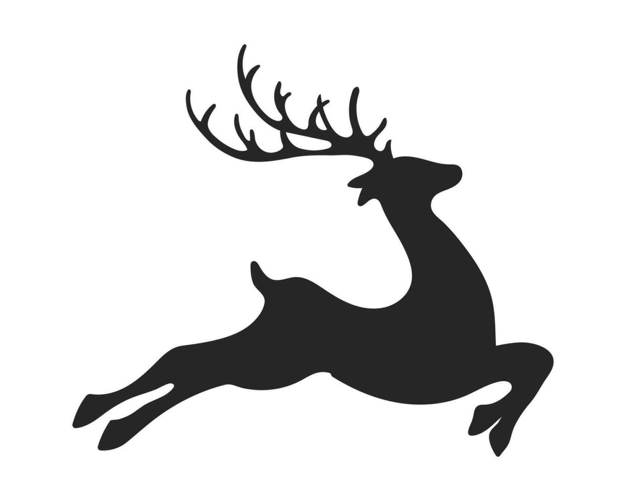 hert in een springen, silhouet Aan een wit achtergrond. dier illustratie, vector