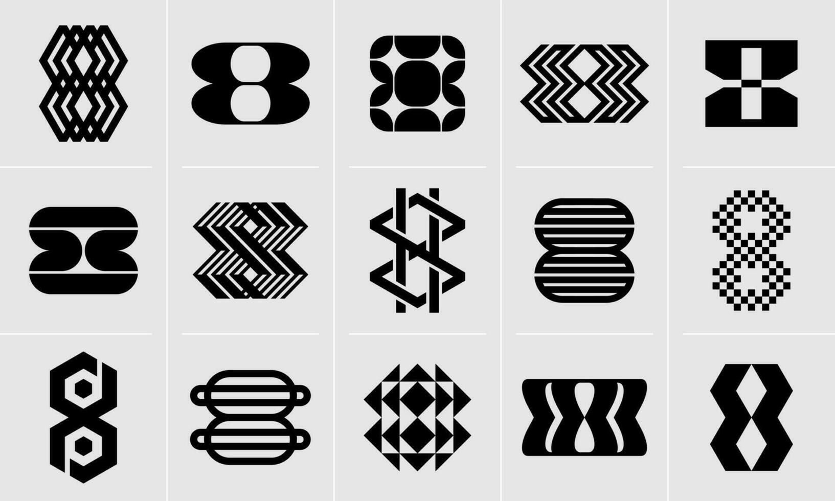 reeks van meetkundig vlak lijn aantal 8 logo icoon ontwerp vector