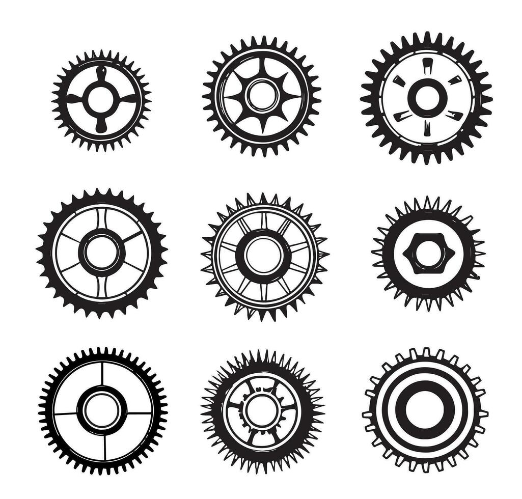 hand- getrokken uitrusting set. tekening schetsen stijl uitrusting mechanisme. concept van bedrijf idee, teamwerk, vooruitgang achtergrond. vector