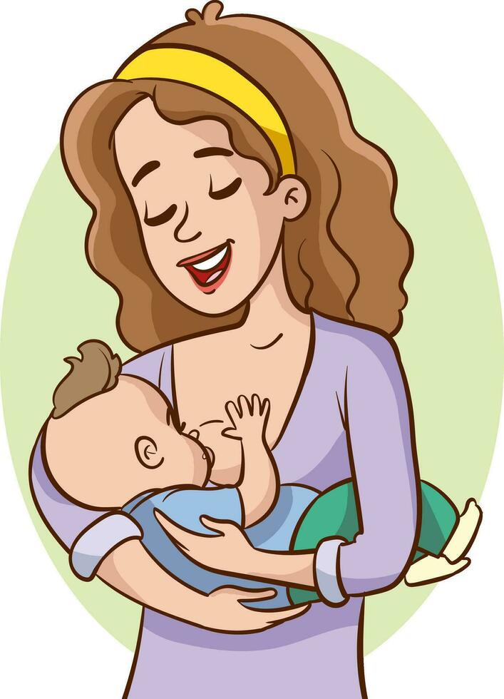 illustratie van een moeder borstvoeding geeft haar pasgeboren baby vector