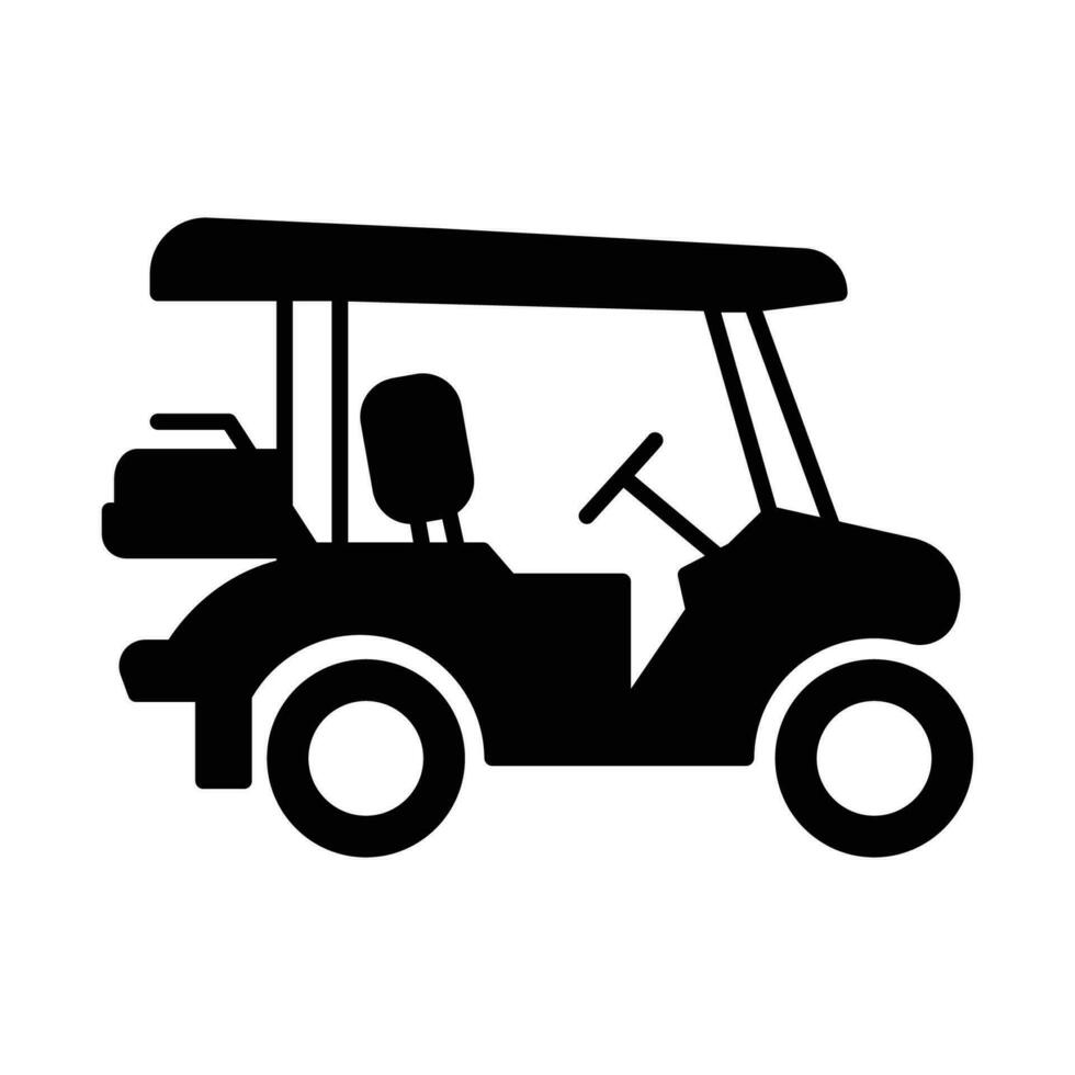 caddy golf auto. glyph icoon geïsoleerd Aan wit achtergrond. golf auto teken. vector