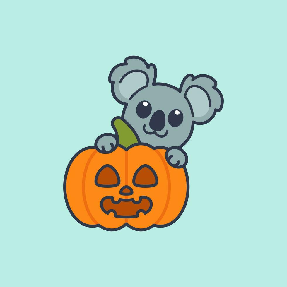 vector schattig koala met jack O lantaarn