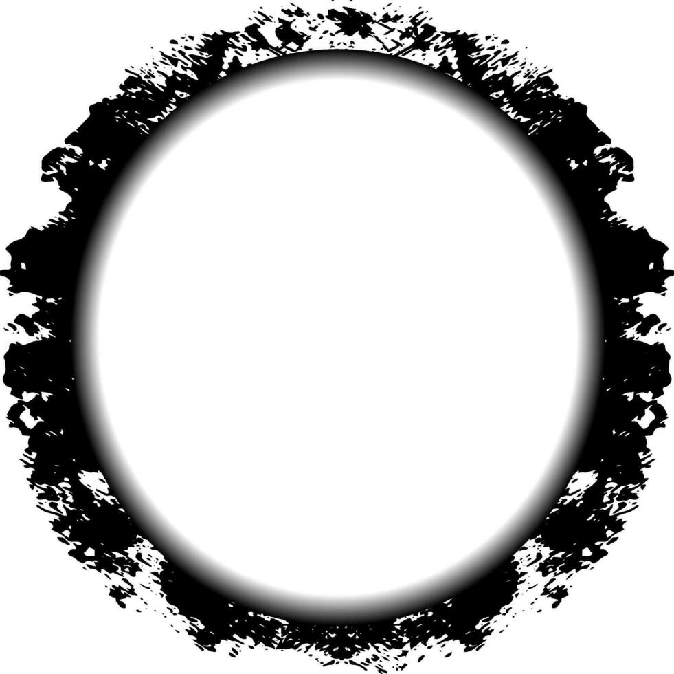 een zwart en wit cirkel met een zwart verf spatten, een kleurrijk kader met een wit grens, abstract regenboog kader Aan een zwart achtergrond met plaats voor uw tekst en foto voor extra's effect vector