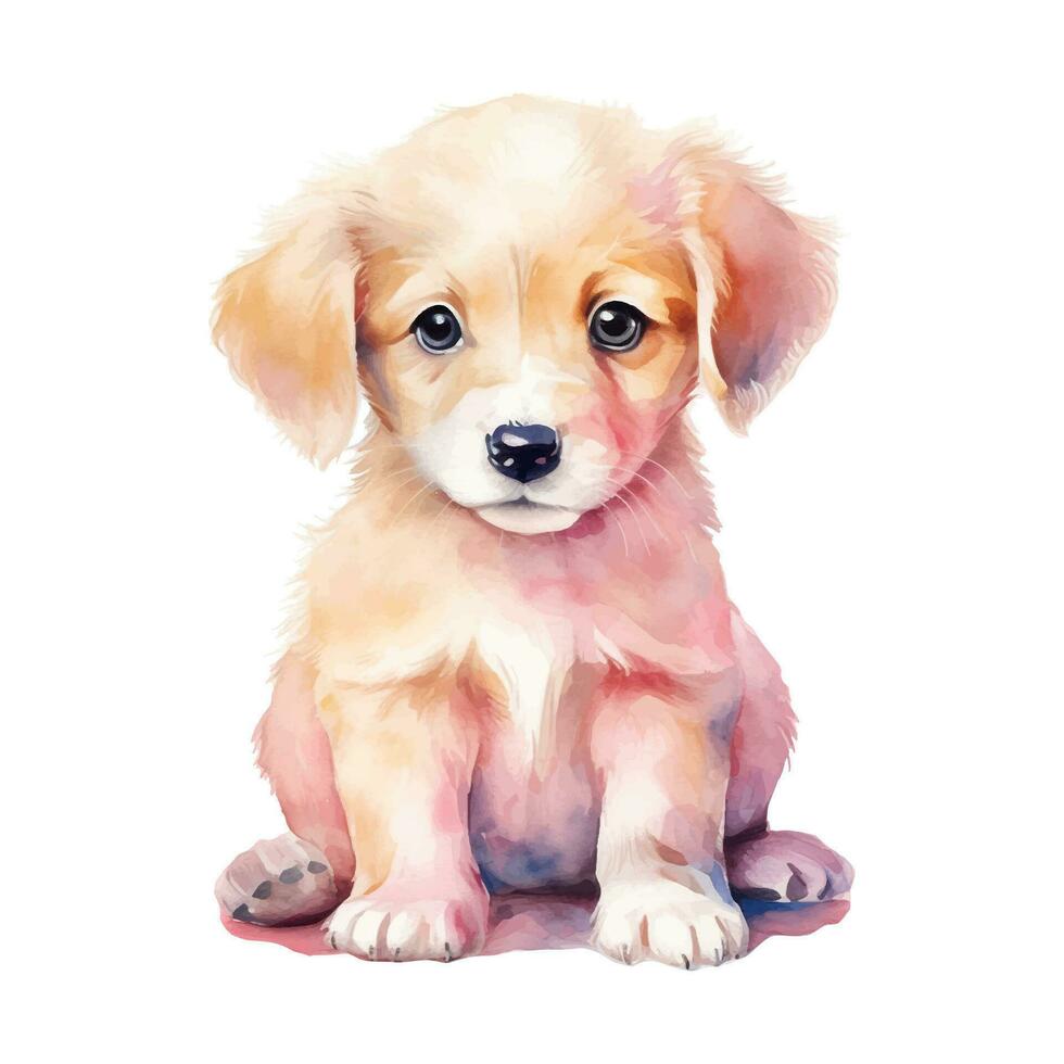 waterverf schattig hond. vector illustratie met hand- getrokken pup. klem kunst afbeelding.
