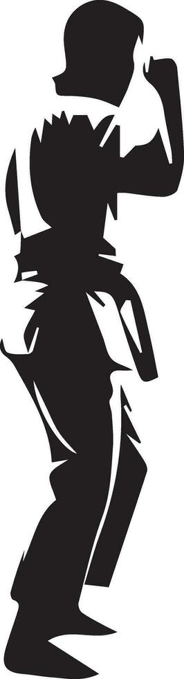 kung fu Mens houding vector silhouet illustratie 12