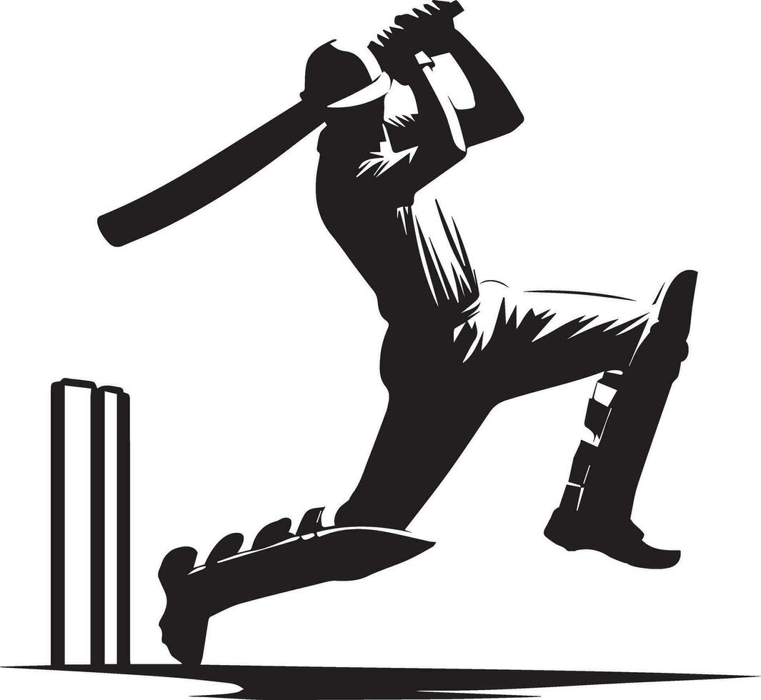 cricketspeler houding vector silhouet