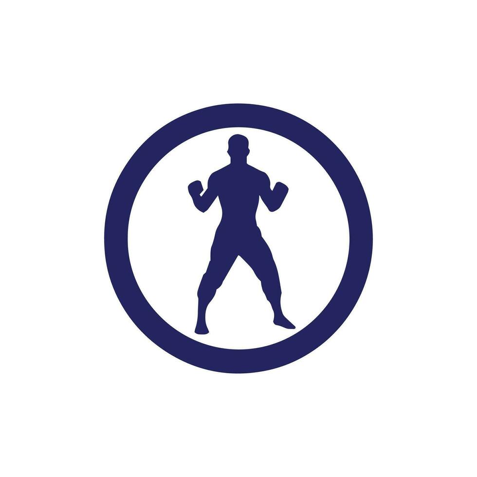 logo van Mens icoon vector silhouet geïsoleerd ontwerp in cirkel bodybuilder Sportschool concept