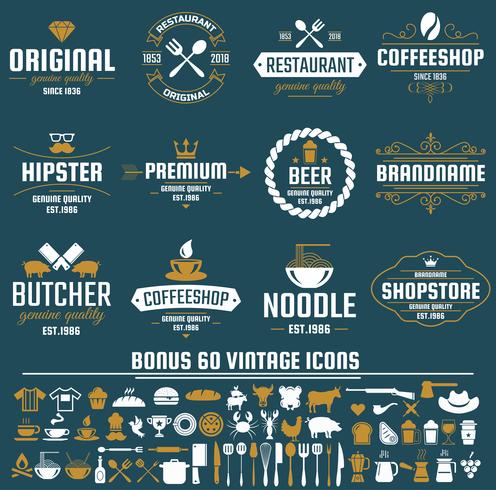 Restaurant Retro Vector Logo voor banner