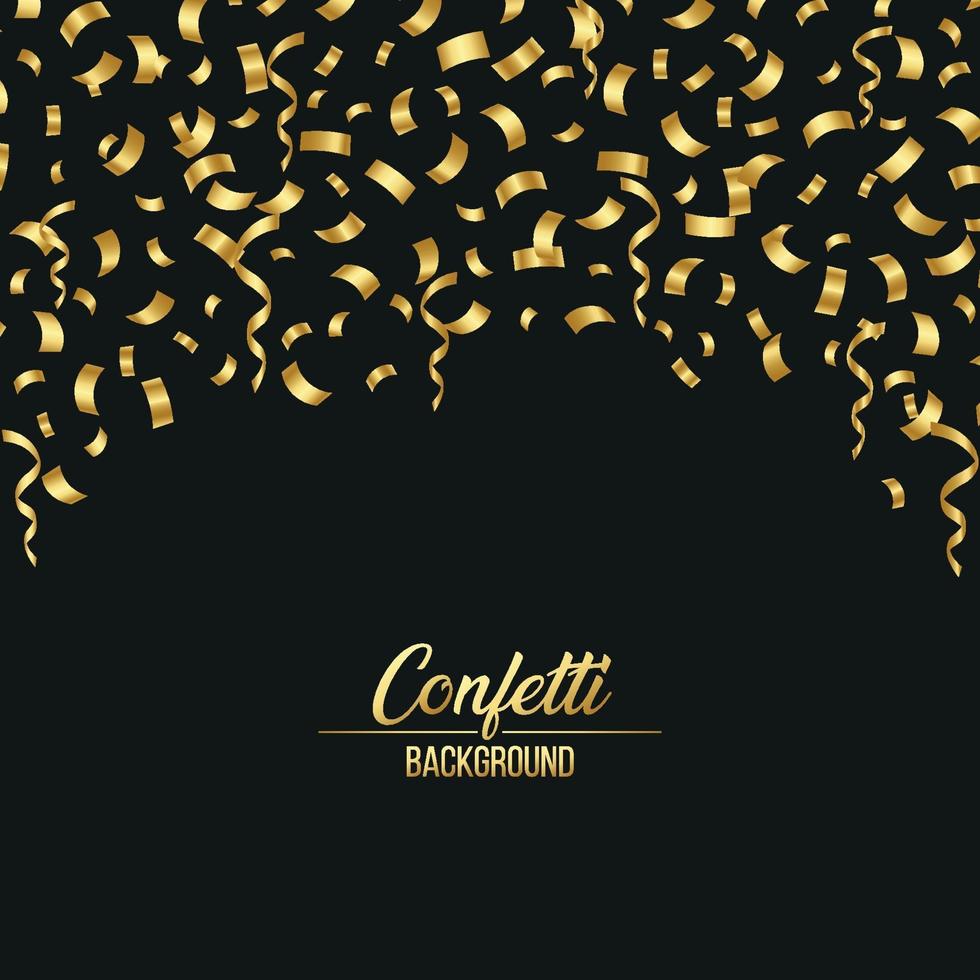 gouden vallende confetti met zwarte achtergrond vector