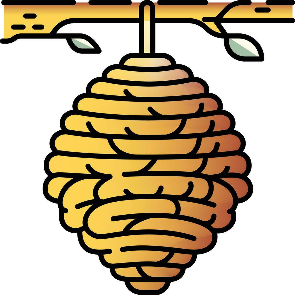 horzels nest hangende van een boom tak, met een ronde vorm en ingewikkeld patronen vector illustratie, bijen horzel nest gekleurde en zwart en wit lijn kunst voorraad vector beeld