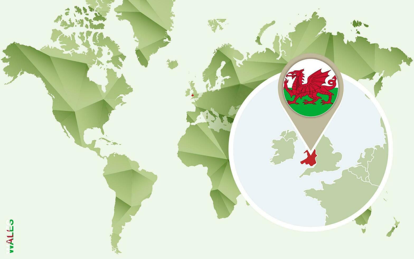 infographic voor Wales, gedetailleerd kaart van Wales met vlag. vector