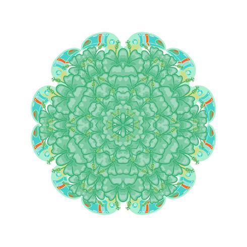 Ronde ornamentachtige psychedelische jaren 60 van tropische planten en elementen vector