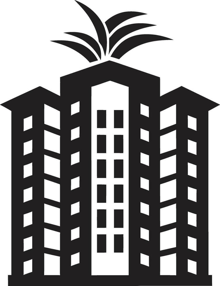 horizon elegantie appartement gebouw icoon zwart appartement embleem stedelijk logo ontwerp vector