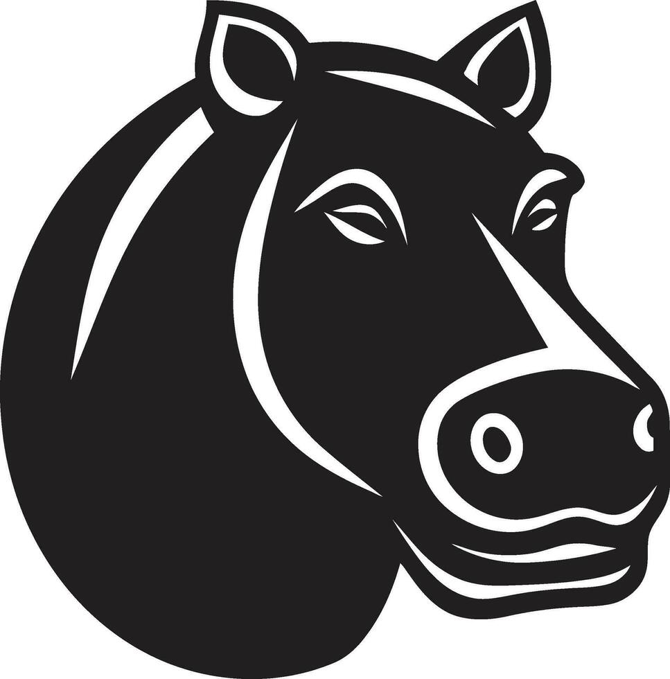 nijlpaard majesteit met een twist strak nijlpaard profiel in zwart vector