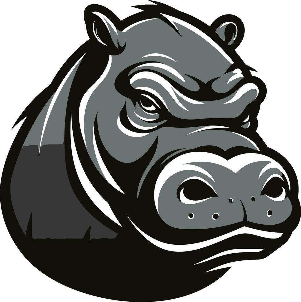 elegant zwart nijlpaard symbool nijlpaard silhouet met stijl vector