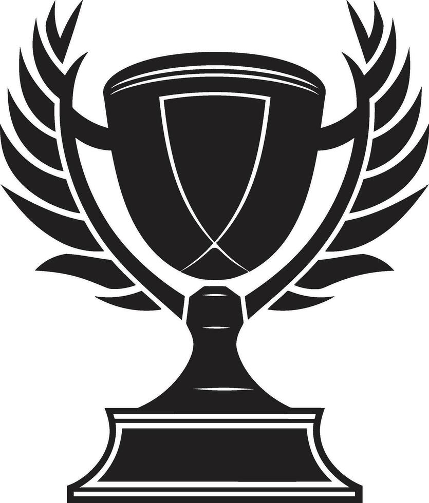 kalmte in zwart en wit trofee embleem ontwerp symbool van kampioenen heerlijkheid trofee vector icoon