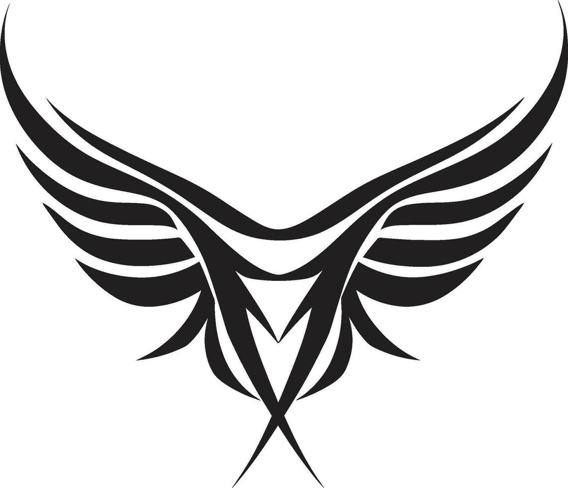 icoon van rustig majesteit in zwart en wit engel Vleugels embleem edele voogd van goddelijk uitmuntendheid monochroom embleem ontwerp vector