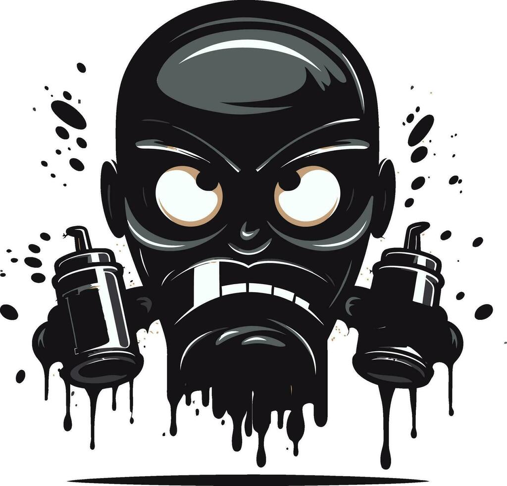 woede van de kan boos verstuiven verf logo schreeuwen mascotte embleem zwart verf icoon vector