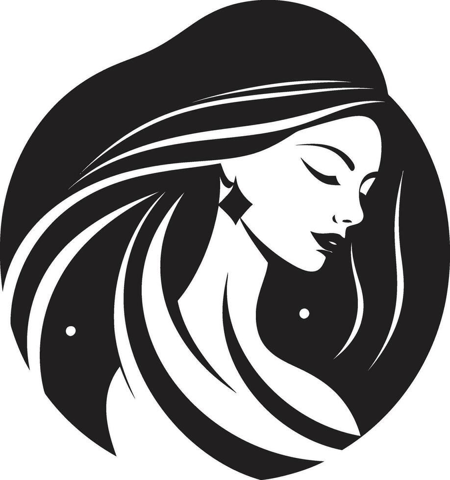raadselachtig genade vector icoon met vrouw gezicht subliem vrouwelijkheid zwart gezicht ontwerp in logo