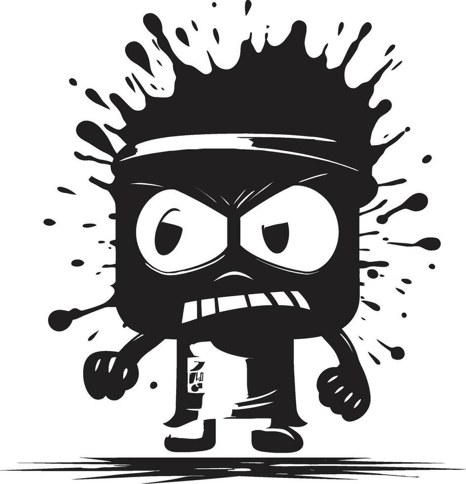 vector meesterschap boos verstuiven kan logo graffiti revolutie in zwart boos mascotte