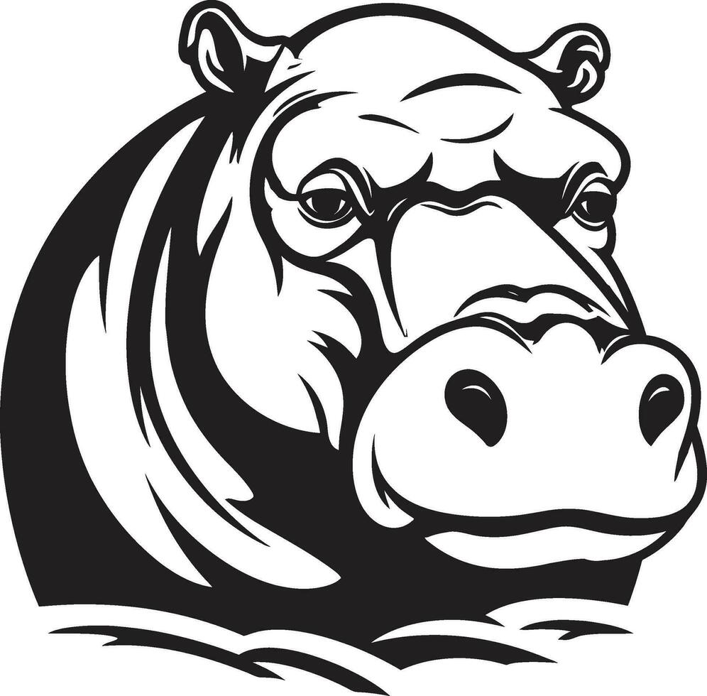 abstract nijlpaard symbool met een twist modern zwart nijlpaard logo vector