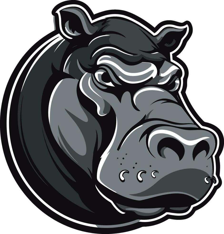 minimalistisch nijlpaard majesteit strak zwart nijlpaard symbool vector