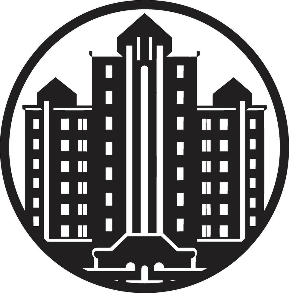 zwart logo meesterschap iconisch appartement complex bouwkundig charme zwart appartement logo schittering vector