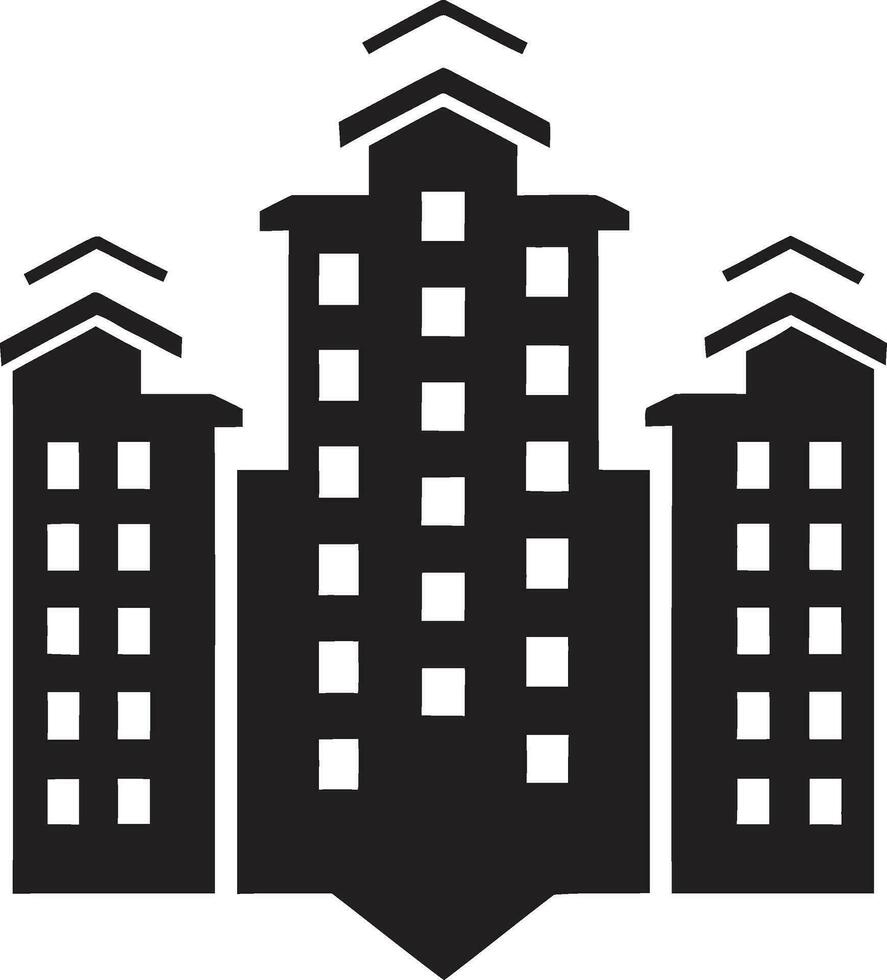 bouwkundig meesterwerk zwart logo vector horizon elegantie appartement gebouw icoon