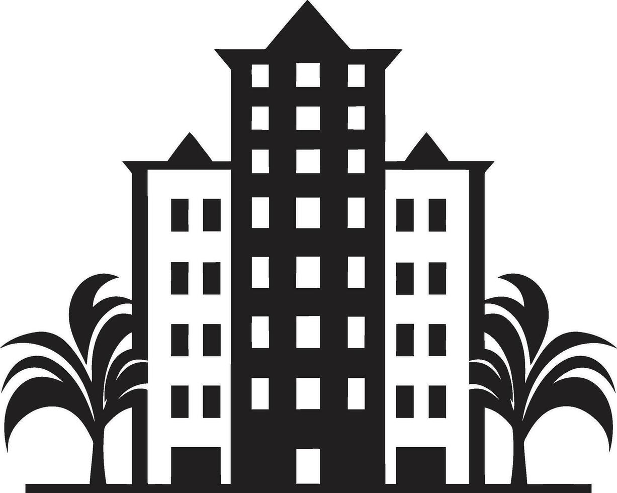 geavanceerde gebouw ontwerp zwart vector embleem stadsgezicht embleem appartement gebouw logo in zwart