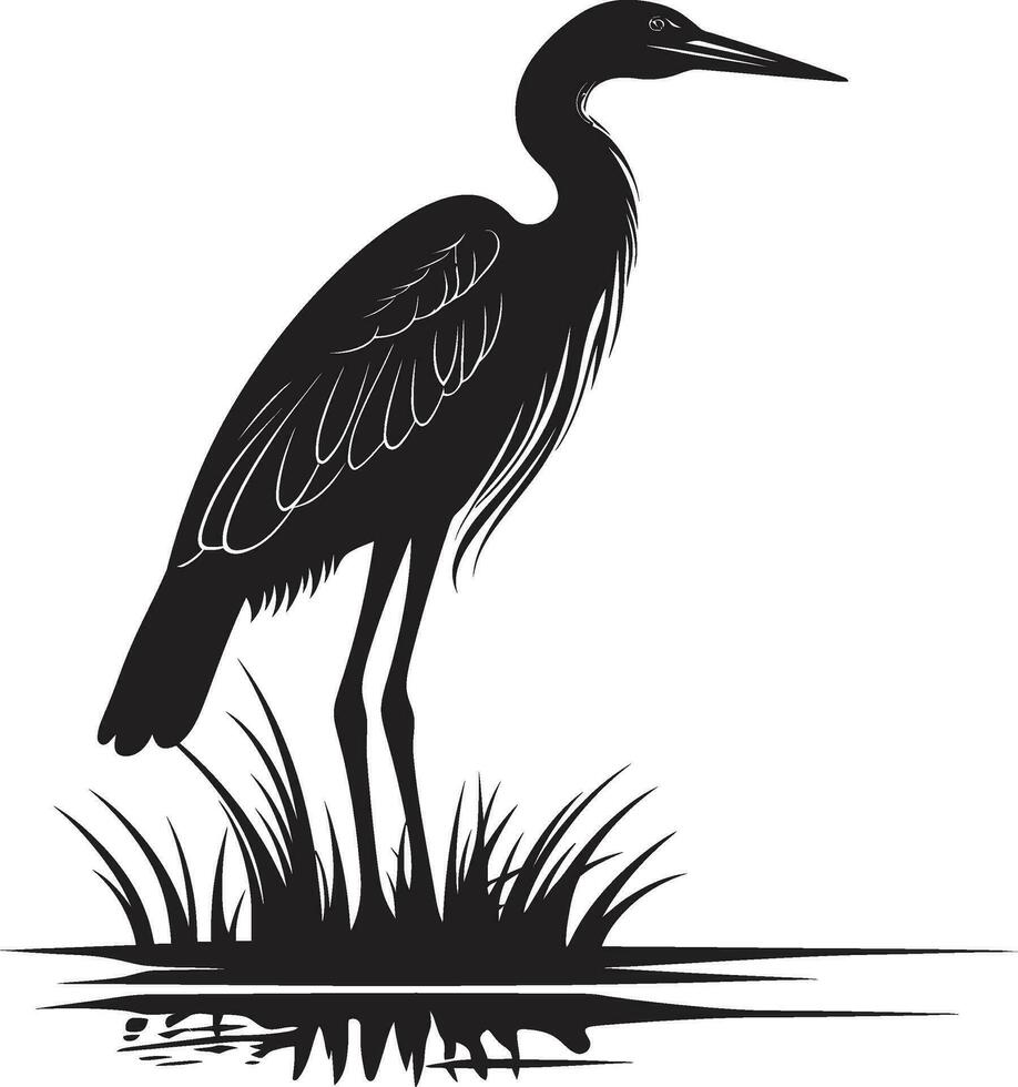 reiger logo met een modern tintje zwart reiger symbool in vector