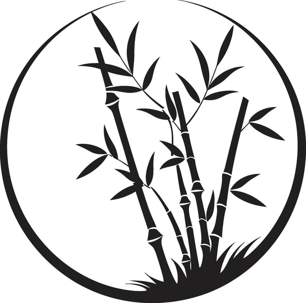 zen geïnspireerd charme zwart bamboe fabriek logo elegant zwart bamboe logo vector icoon van kalmte