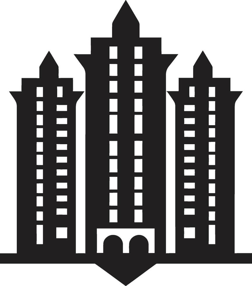 zwart logo van stedelijk elegantie appartement vector bouwkundig pracht stadsgezicht embleem in zwart