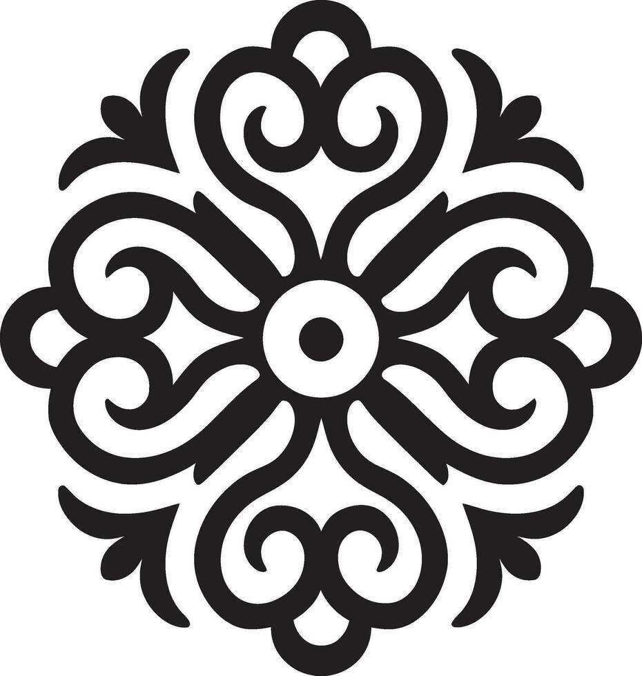iconisch midden- oostelijk elegantie zwart bloemen embleem bloemen schoonheid in monochroom Arabisch tegels icoon vector