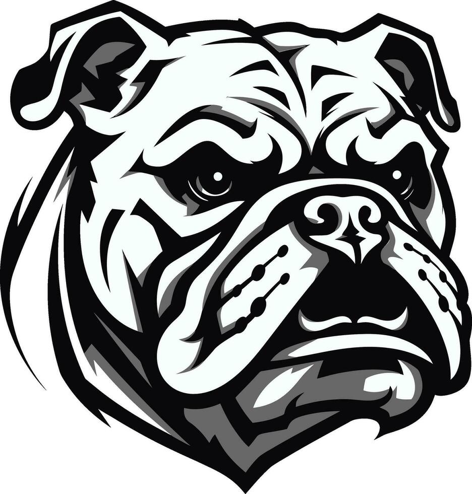 majestueus mascotte bulldog logo hond elegantie in monochroom zwart vector icoon