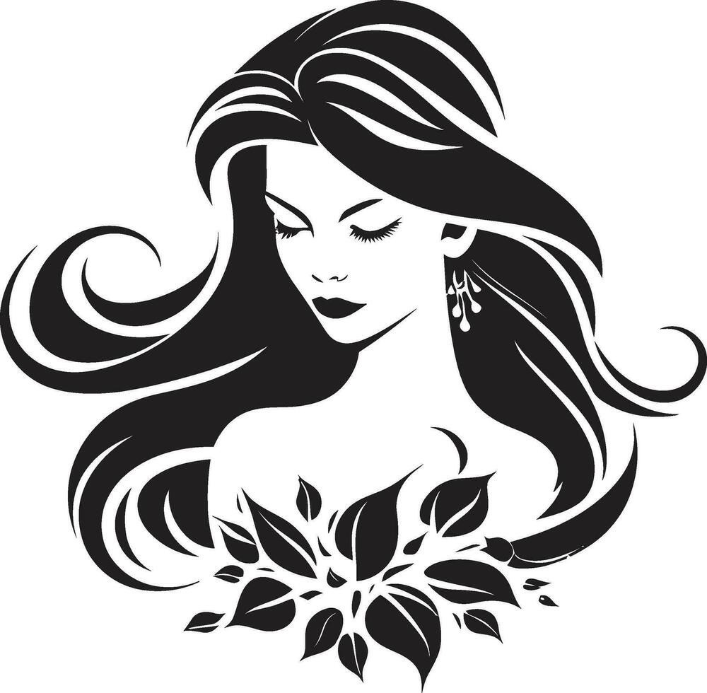 elegant charme zwart logo met een dames profiel iconisch eenvoud vector icoon van zwart vrouw gezicht in logo