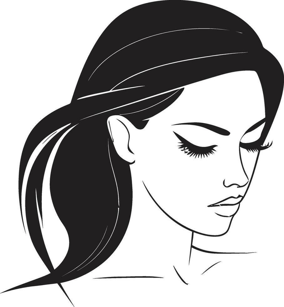 subtiel verleiden zwart logo met vrouw gezicht gebeeldhouwd in tijd vrouw gezicht in zwart logo vector
