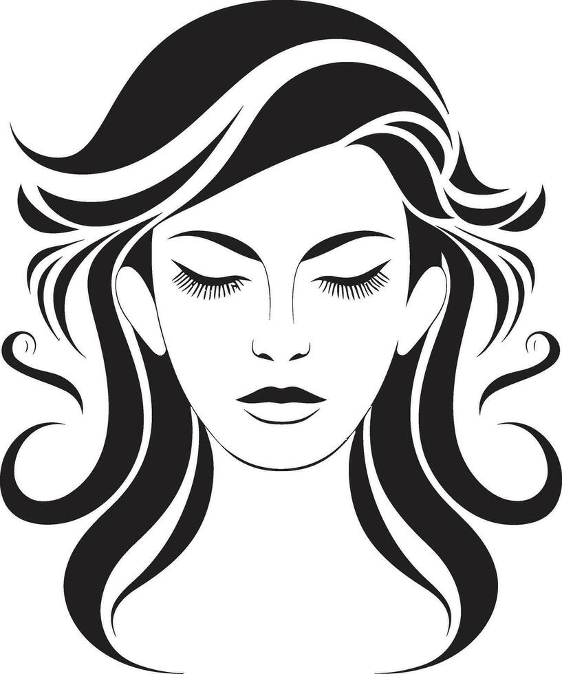 iconisch blik vector icoon met zwart vrouw gezicht mystiek schoonheid embleem met een dames gezicht