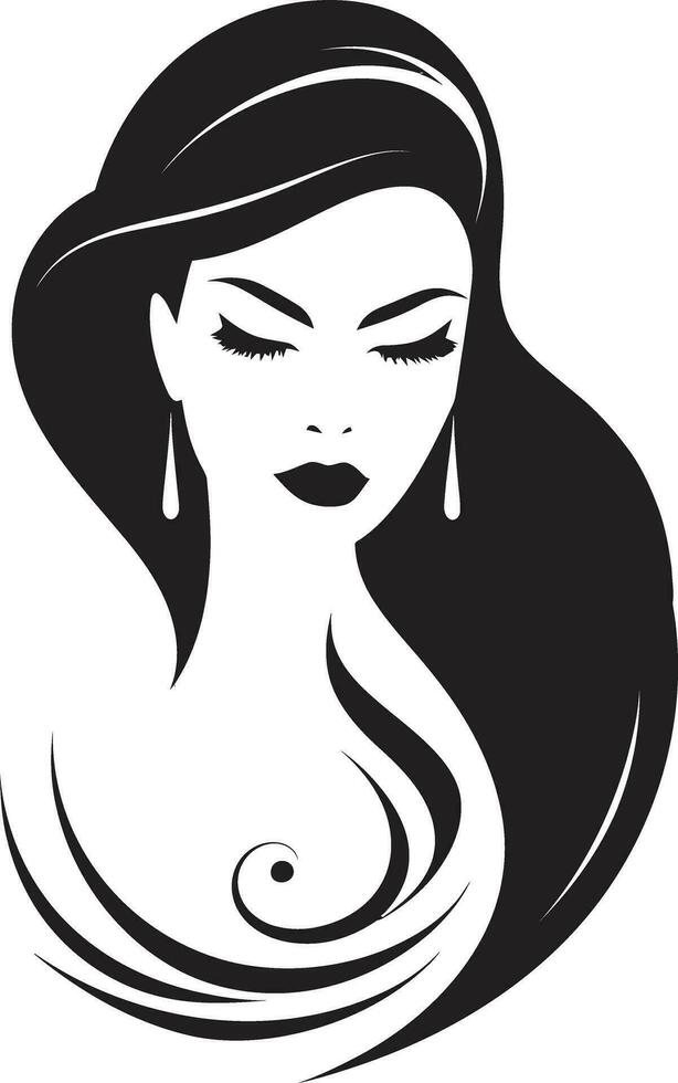 subtiel elegantie zwart logo met dames gezicht gebeeldhouwd in tijd vrouw gezicht in zwart logo vector