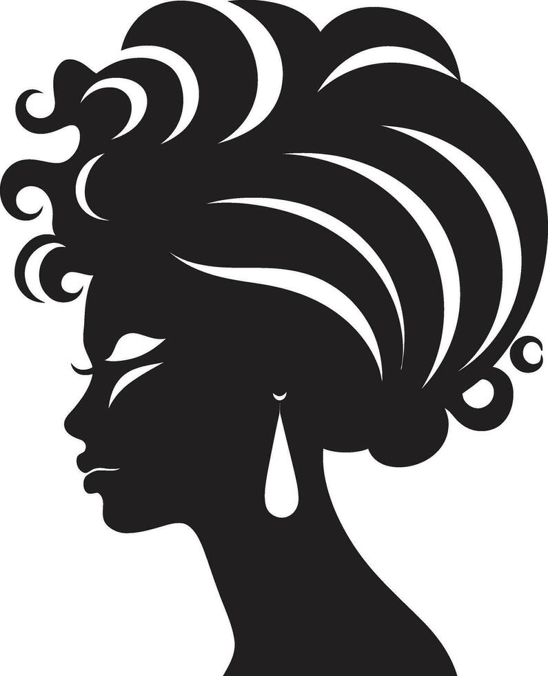 iconisch eenvoud vector icoon van zwart vrouw profiel in logo in monochroom mystiek blik zwart embleem met dames gezicht icoon in zwart monochroom