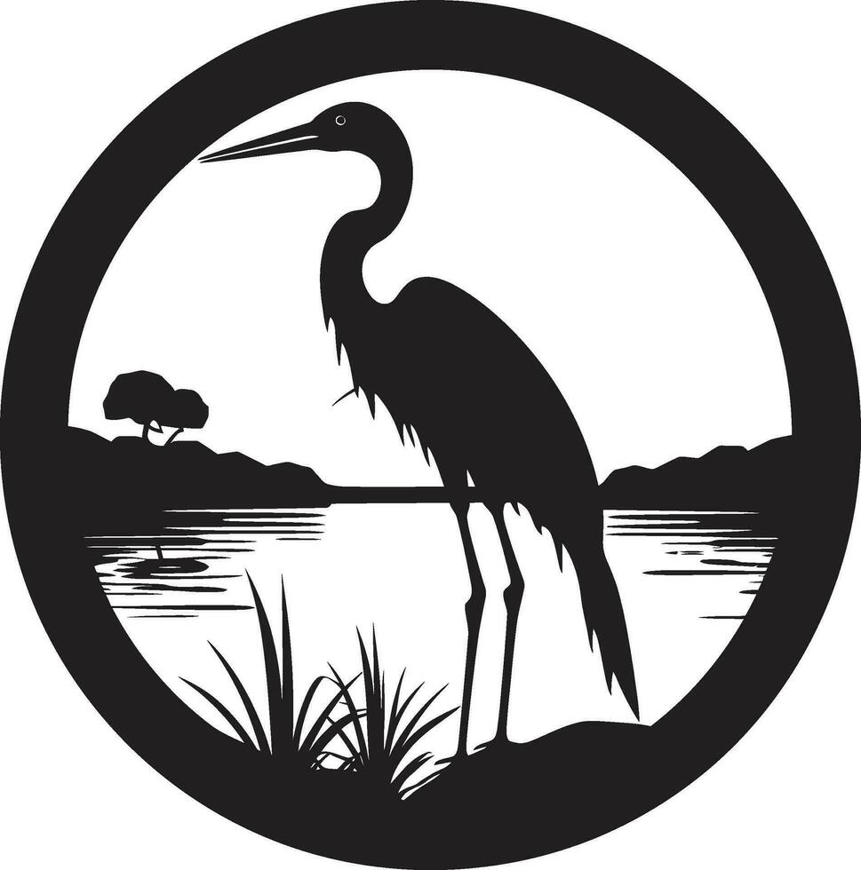 reiger embleem met stijl reiger silhouet in beweging vector