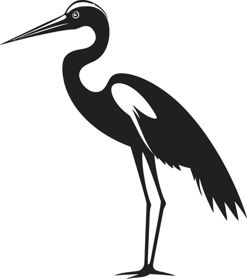 minimalistisch reiger silhouet zwart reiger logo met stijl vector