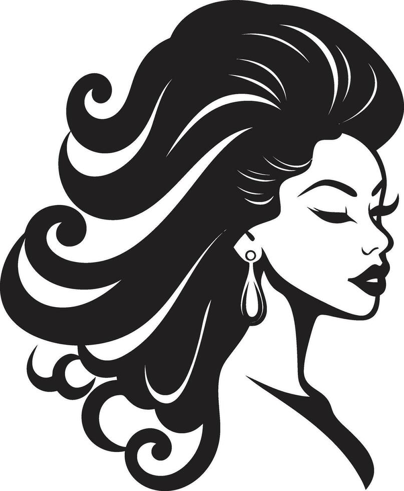 mysterieus verleiden vrouw gezicht logo in monochroom tijdloos elegantie logo met een dames profiel vector