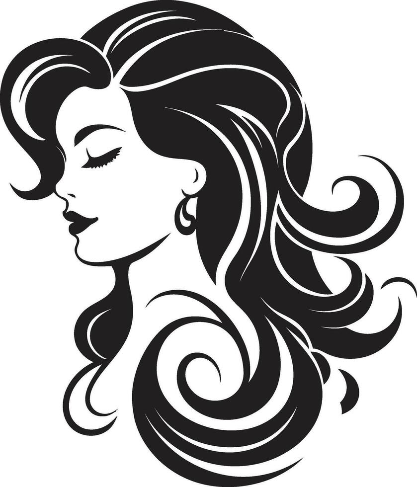 intrigerend elegantie vector icoon van een dames gezicht subtiel charme zwart logo met vrouwtjes gezicht