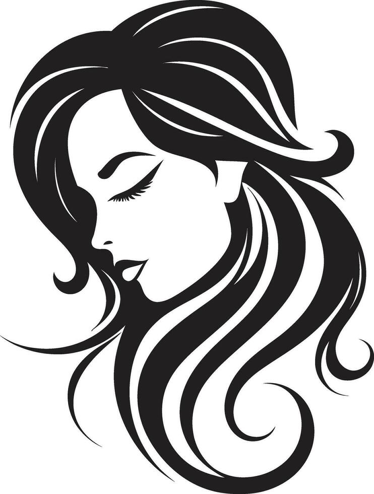 tijdloos verleiden zwart gezicht ontwerp embleem elegantie in monochroom vrouw gezicht logo vector
