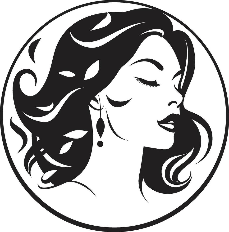 tijdloos charme logo met vrouw gezicht in zwart elegantie in eenvoud vector icoon van vrouw gezicht